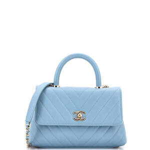 Chanel Mini Coco Top Handle Bag Chevron Caviar